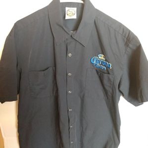 Corona Extra Button Down Short Sleeve Vintage Embroidered Crown Shirt Men Medium
